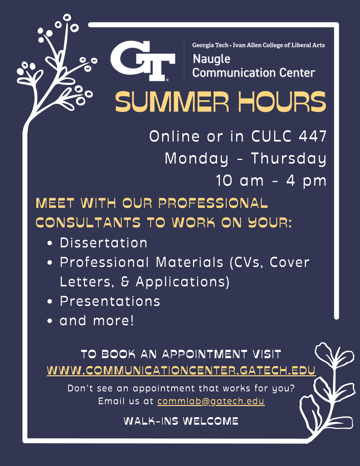Communications Center Summer Hours